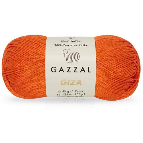 Пряжа Gazzal Giza оранжевый (2465), 100%мерсеризованный хлопок, 125м, 50г, 5шт