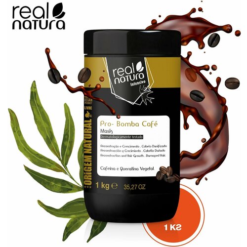 Real Natura / Маска BOMBA CAFE для восстановления и роста тонких и ломких волос, 1 кг real natura маска vitamina bomba для интенсивного увлажнения обесцвеченных волос 1 кг