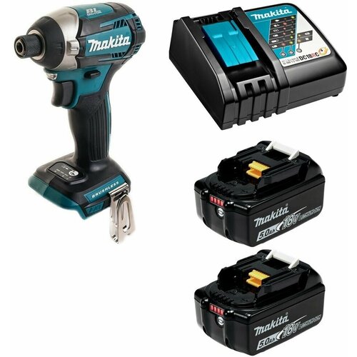 Импульсный шуруповерт аккумуляторный 175Нм - Li-ion 18В 2х5Ач зу Makita DTD154RTE 3893000₽