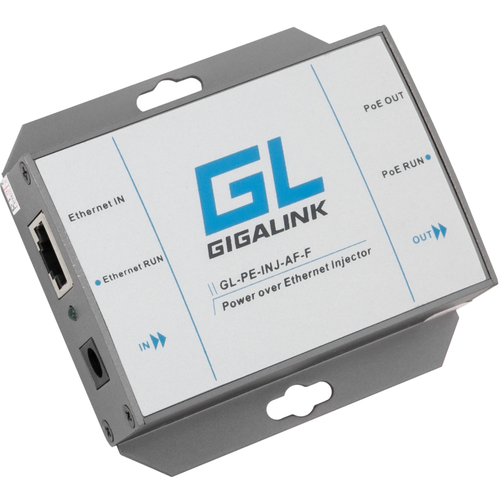 Инжектор PoE GIGALINK GL-PE-INJ-AF-F, 100Мбит/с, 802.3af (БП поставляется отдельно) инжектор ubiquiti poe u poe af u poe af