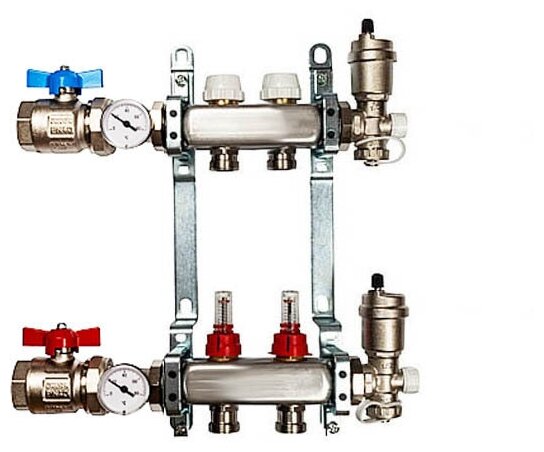 Коллекторная группа VIEIR 1"x 2 выхода с расходомерами, с кранами