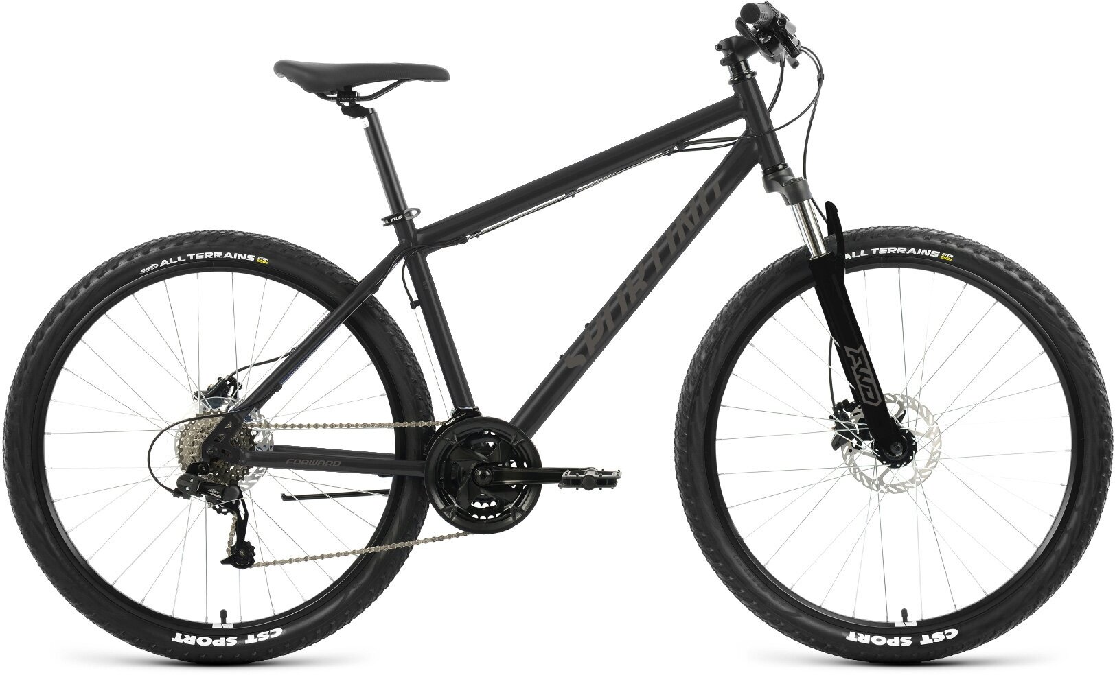 Велосипед 27.5 FORWARD SPORTING 3.2 HD (гидравлика) (8-ск.) 2023 (рама 19) черный/темный/серый