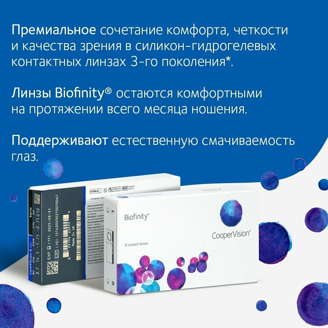 Контактные линзы Biofinity 6 линз R 8,6 D -1,75 - фотография № 9