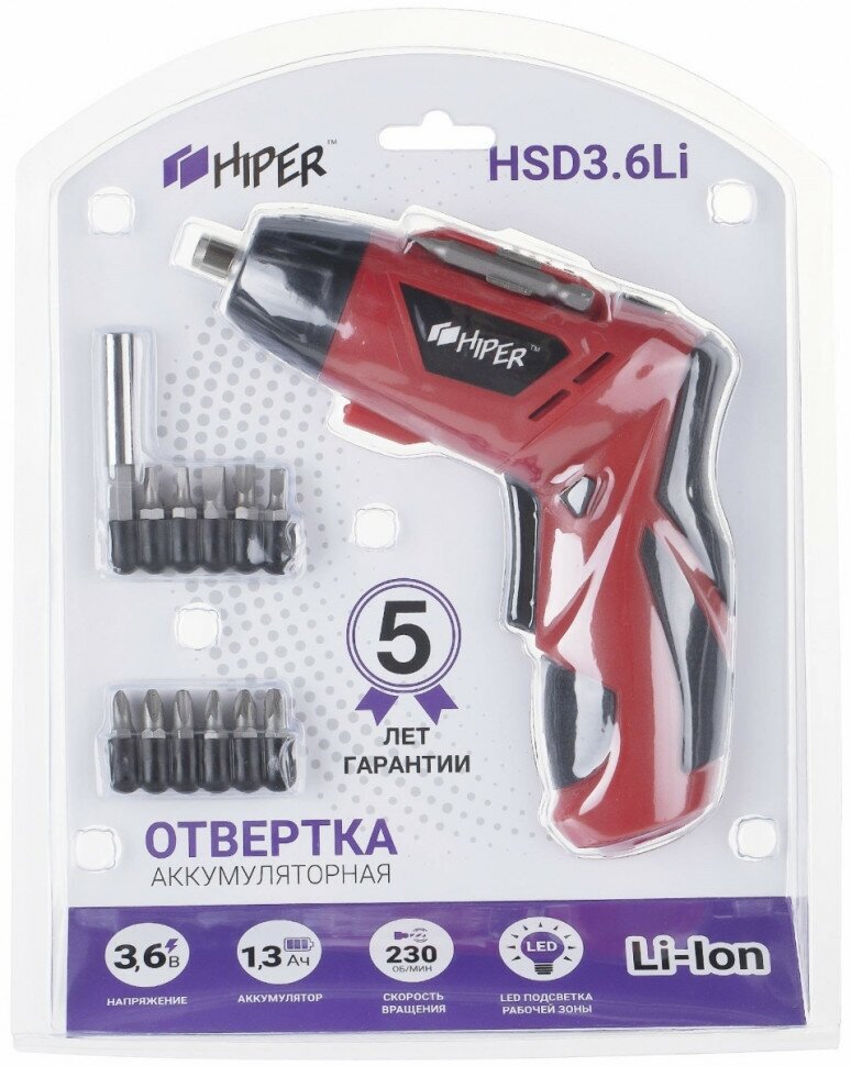 HSD3.6LI Аккумуляторная отвертка HIPER HSD3.6Li - фотография № 12