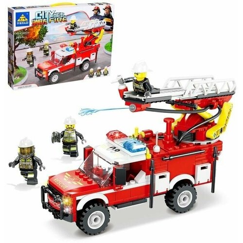 Конструктор пожарные Спасательная машина, стреляет водой, 265 деталей конструктор lego friends 41036 спасательная операция на мосту 265 дет