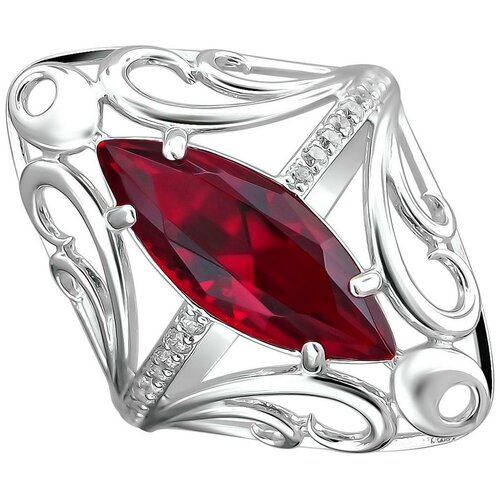 фото Эстет кольцо с кристаллом swarovski и фианитами из серебра с22к250185, размер 19