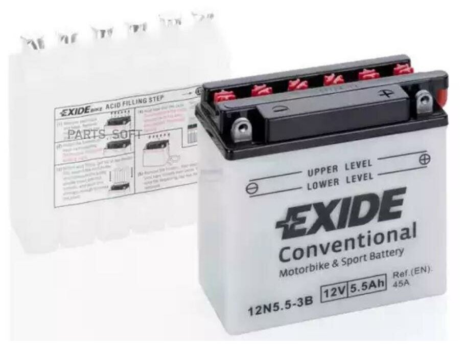 Exide 12n5.5-3b_аккумуляторная Батарея! Евро 6ah 60a 135/61/131 Moto EXIDE арт. 12N5.5-3B