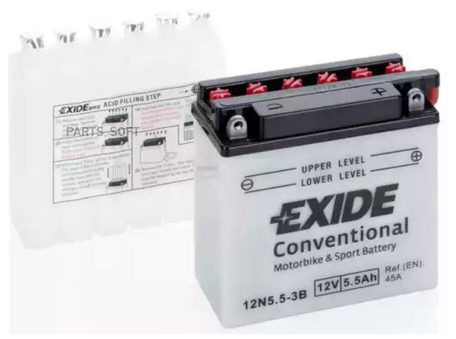 Exide 12n5.5-3b_аккумуляторная Батарея! Евро 6ah 60a 135/61/131 Moto EXIDE арт. 12N553B