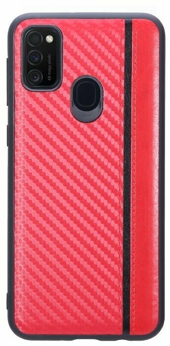 Чехол накладка G-Case Carbon для Samsung Galaxy M21, красная