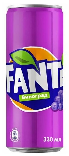 Газированный напиток Fanta виноград 0.33 л ж/б упаковка 12 штук оригинал (Беларусь) - фотография № 1