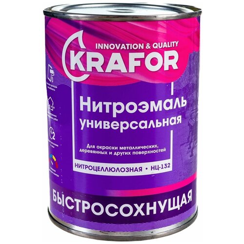 Эмаль НЦ-132 черная 0,7 КГ KRAFOR 26485