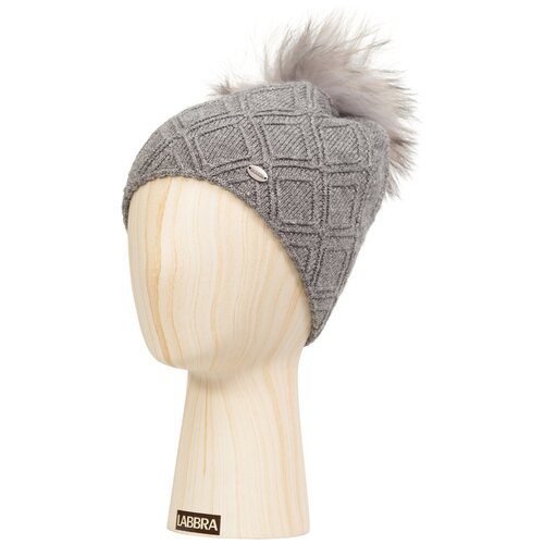 фото Шапка бини labbra, размер one size, серый, серебряный