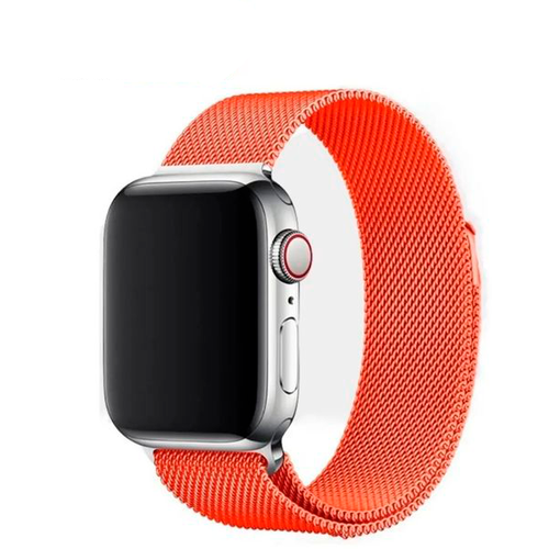 Ремешок металлический для Apple watch 42-44 мм/ Миланская петля с магнитной застежкой/Для эпл (Оранжевый)