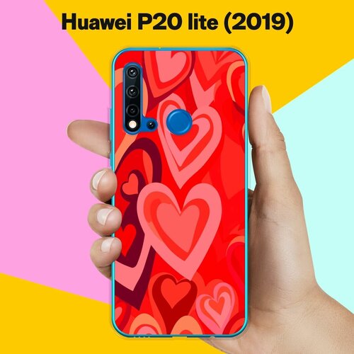 Силиконовый чехол на Huawei P20 lite 2019 Красные Сердца / для Хуавей П20 Лайт 2019 силиконовый чехол фиолетово зеленый мрамор на huawei p20 lite 2019 хуавей п20 лайт 2019