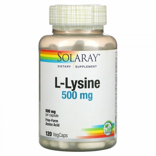 Solaray, L-лизин, 500 мг, 120 растительных капсул