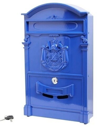 Ящик почтовый аллюр №4010 синий - фотография № 1