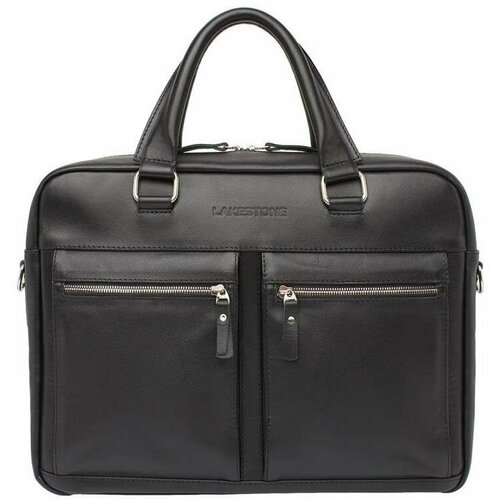 фото Сумка lakestone классическая, натуральная кожа, вмещает а4, внутренний карман, черный