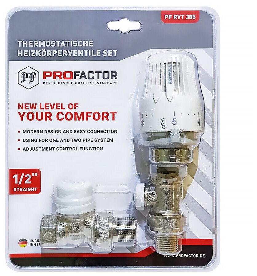 Комплект термостатич. радиат. прямой. PROFACTOR 1/2 PF RVT 385