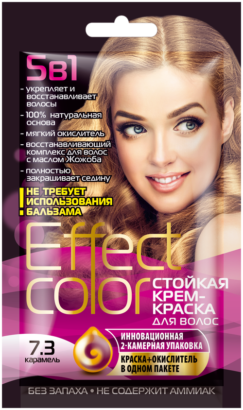 Fito косметик Effect Сolor стойкая крем-краска для волос, 7.3 карамель, 50 мл