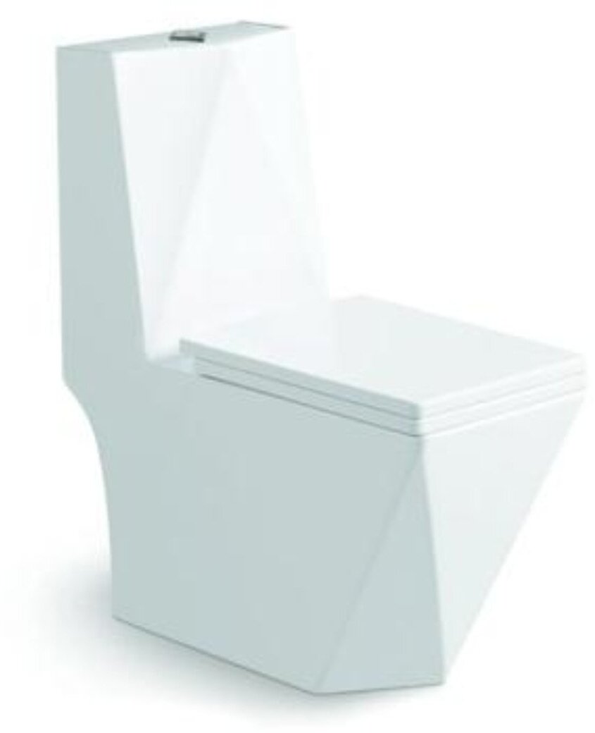 Напольный унитаз-моноблок SantiLine SL-5013 безободковый, с сиденьем микролифт, белый
