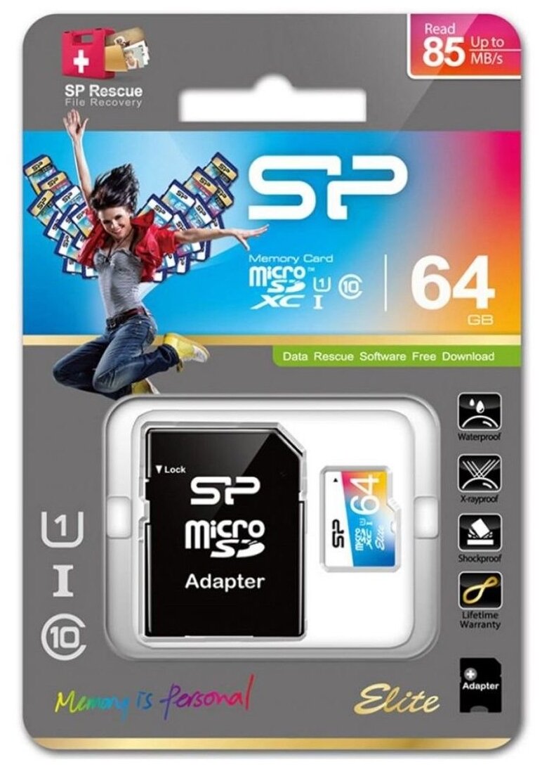 Карта памяти Silicon Power ELITE microSDXC UHS Class 1 Class 10 + SD adapter