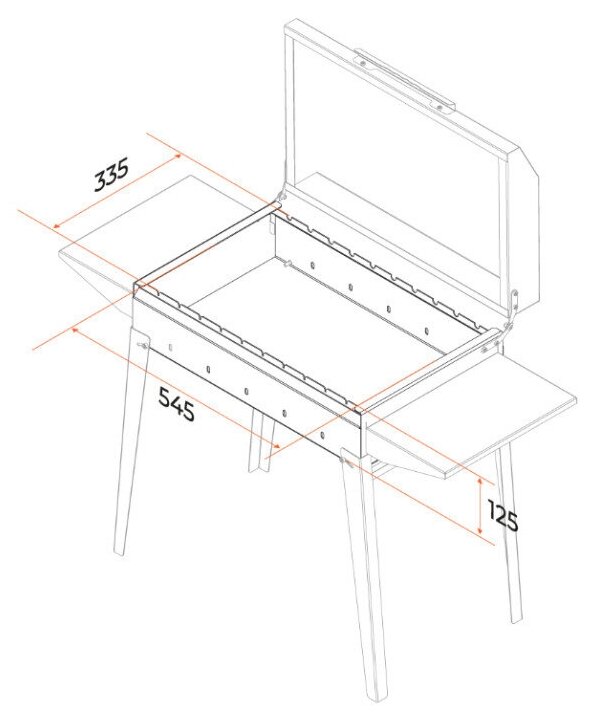 Гриль-мангал со складными ножками, полками и крышкой барбекю Gratar МКЛ 600К - фотография № 6