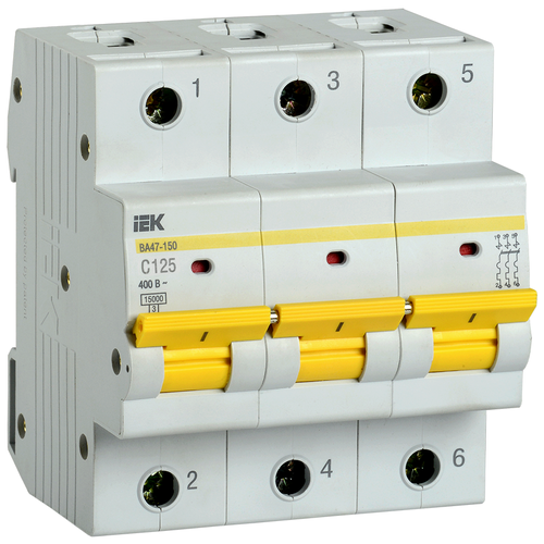 Автоматический выключатель IEK ВА 47-150 3Р (C) 15kA 125 А