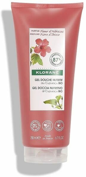 Гель для душа питательный цветок гибискуса с органическим маслом купуасу с 3 лет Klorane/Клоран 200мл