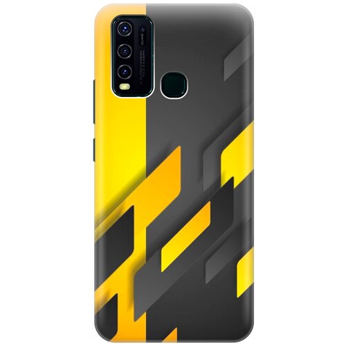 фото Ультратонкий силиконовый чехол-накладка для vivo y30 с принтом "черно-желтая абстракция" gosso