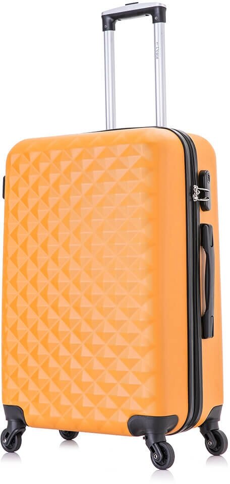 Чемодан на колесах L case Phatthaya. Средний М, АВС пластик. Оранжевый дорожный чемодан на колесиках для путешествий и поездок.