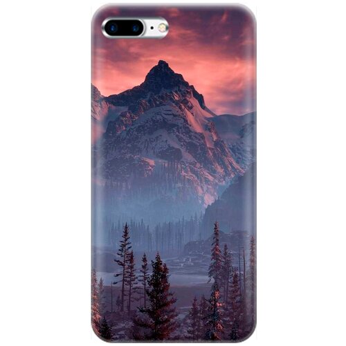 фото Re:pa накладка transparent для apple iphone 8 plus / 7 plus с принтом "лес, горы, зарево"