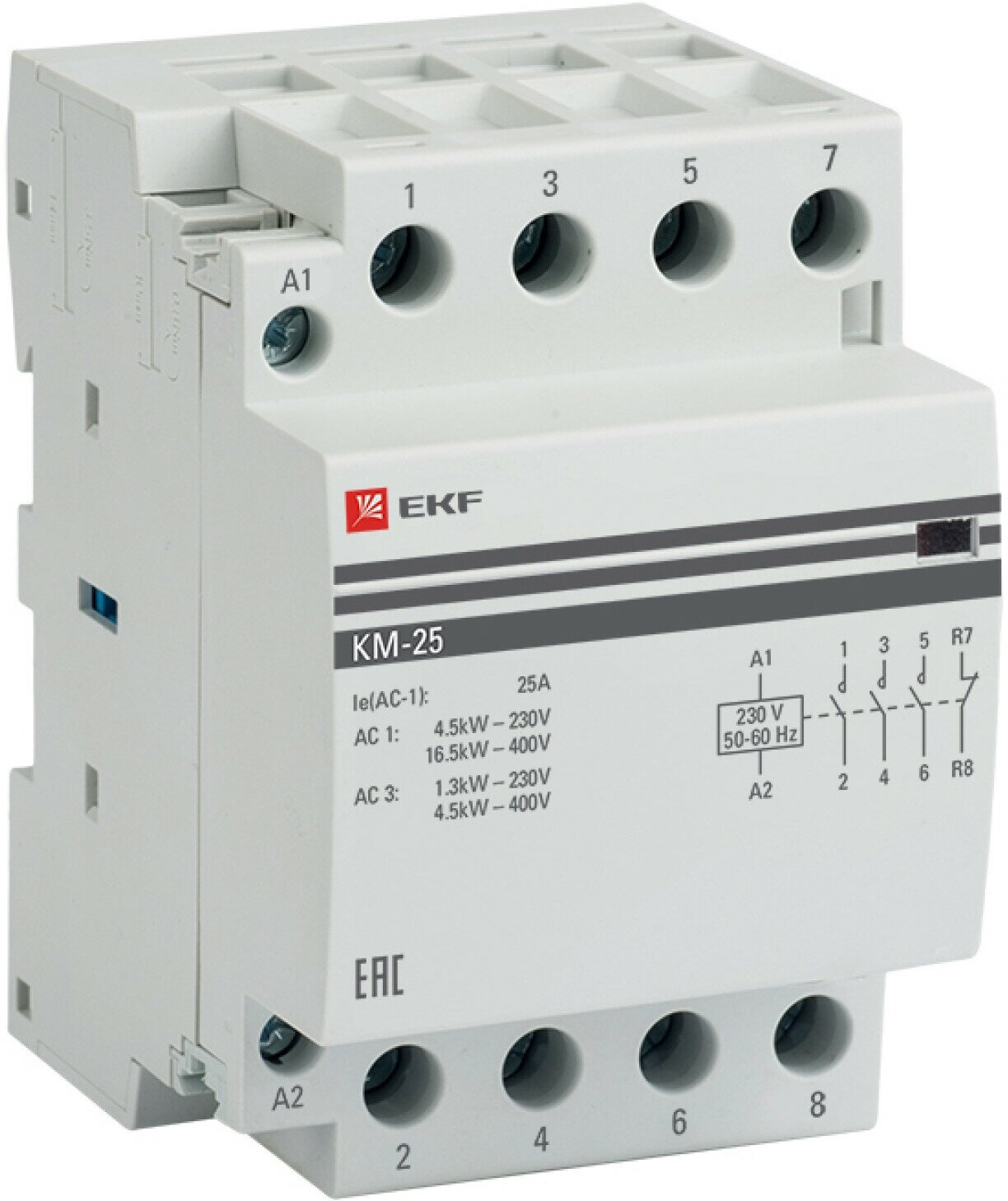 Контактор модульный КМ 25А 3NО-NC (3 мод.) EKF PROxima