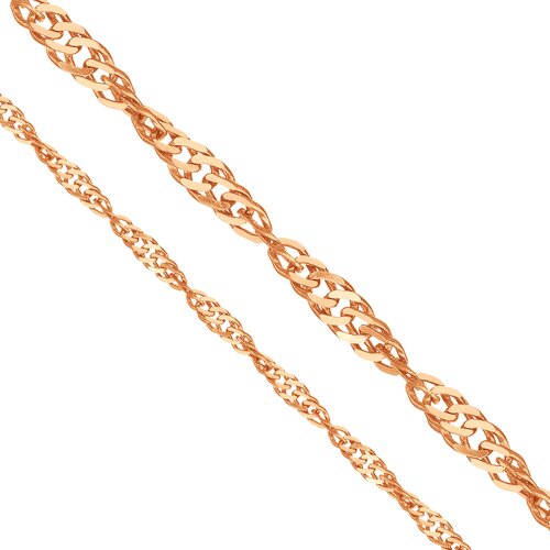 Цепь Krastsvetmet, красное золото, 585 проба, длина 50 см, средний вес 2.98 г двойная цепочка с подвесками ключ и замок