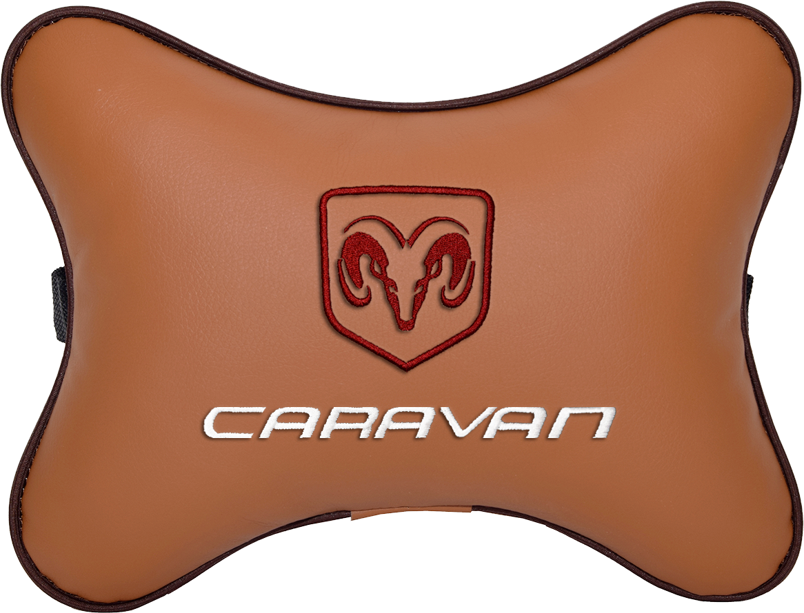 Подушка на подголовник экокожа Fox с логотипом автомобиля DODGE Caravan