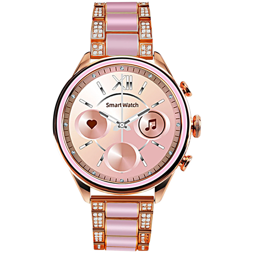 Умные часы женские GEN11 Smart Watch 42 MM, 2 ремешка, 1.29 IPS, iOS, Android, Bluetooth звонки, Уведомления, Золотистый/Розовый смарт часы yamaguchi смарт часы фитнес браслет smart watch