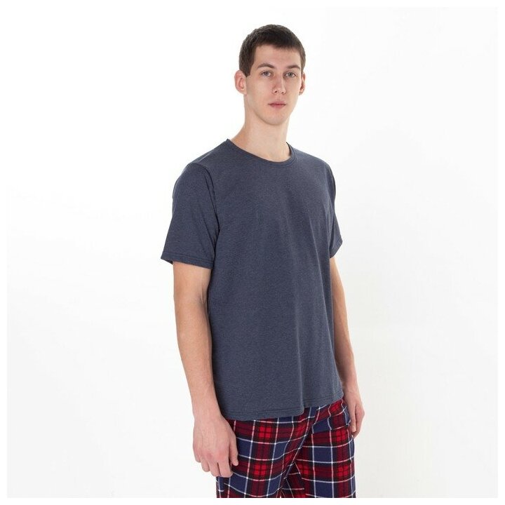 Комплект домашний мужской (футболка/брюки), цвет синий/красный, размер 60 - фотография № 16