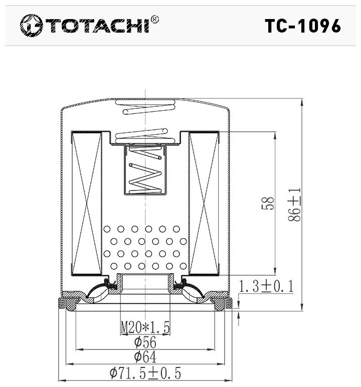 Фильтр масляный totachi tc-1096 (c-809 15400-rta-004 mann w 610/3)