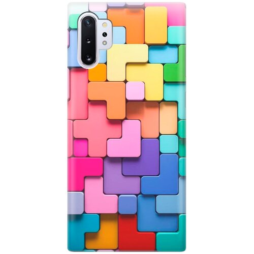 фото Ультратонкий силиконовый чехол-накладка для samsung galaxy note 10+ с принтом "паттерн из блоков" gosso