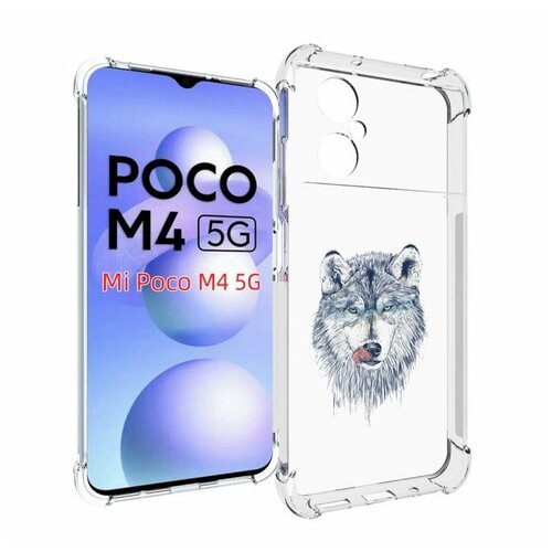 Чехол MyPads голодгый волк для Xiaomi Poco M4 5G задняя-панель-накладка-бампер