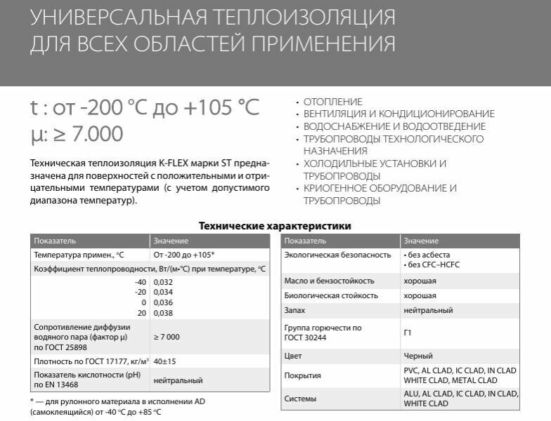 Теплоизоляция для труб ST 54х9мм пог.м K-FLEX R09054215508 - фотография № 2