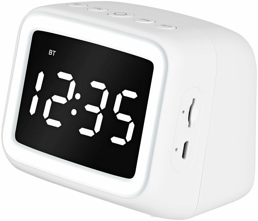 Портативная колонка TFN Light, белый, будильник, радио, часы