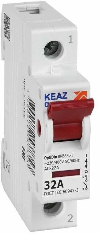 фото Выключатель нагрузки модульный OptiDin BM63PL-132-УХЛ3 (ВМ63PL) КЭАЗ 328155