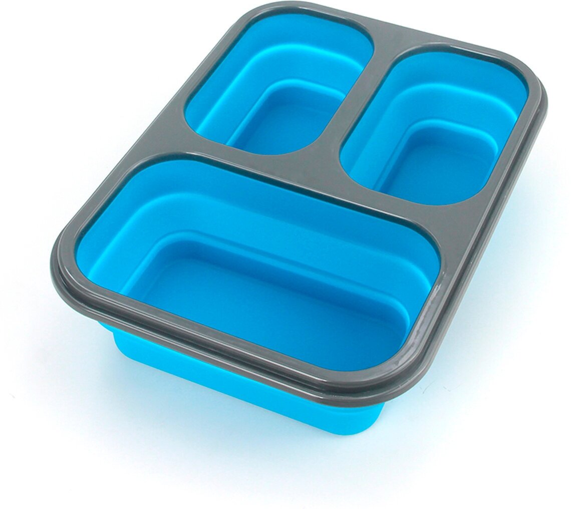 Ланч-бокс складной силиконовый комбинированный EliZa home, голубой, WH90708/контейнер для еды/ для пикника/ дорожный - фотография № 6