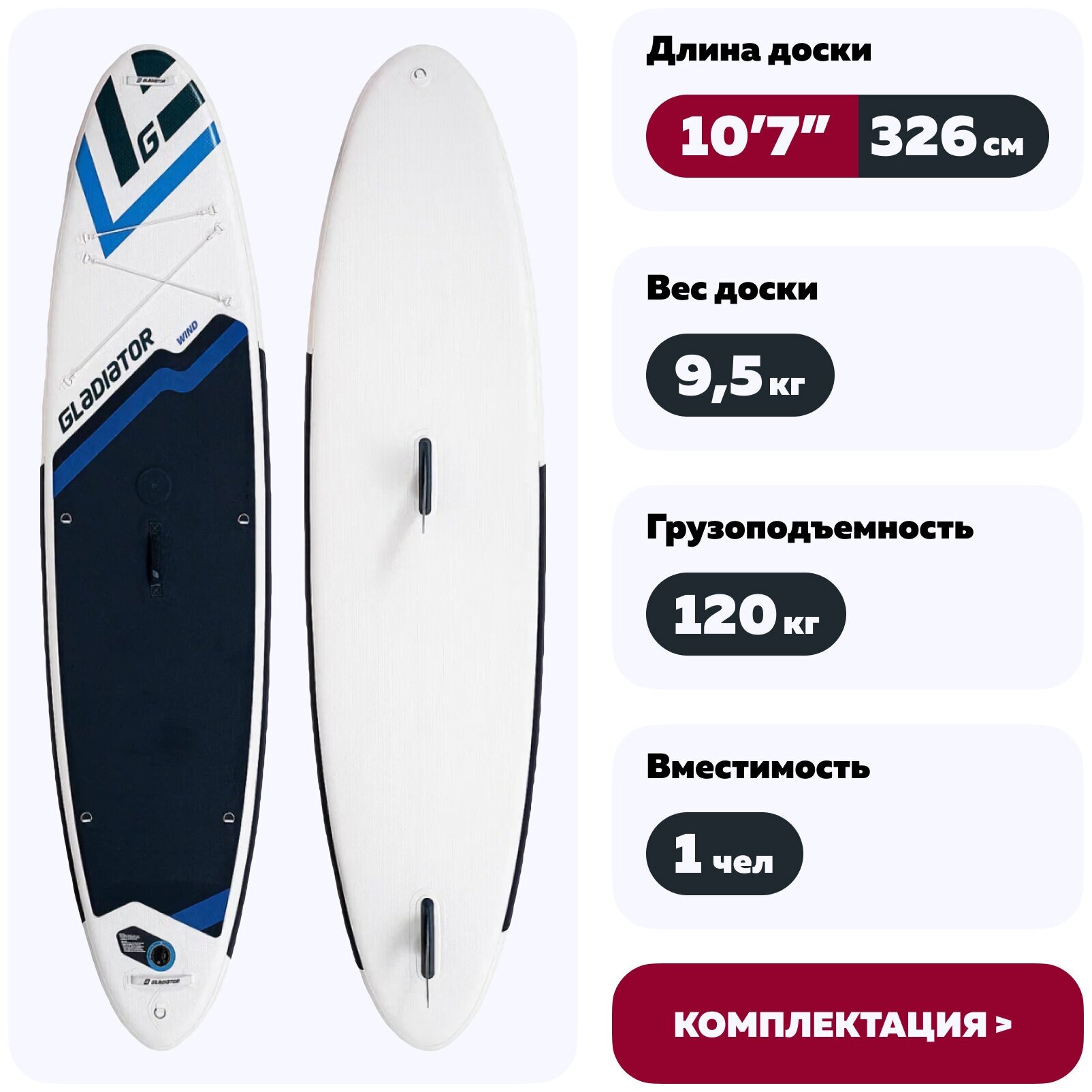 Сапборд SUP Gladiator Wind 10.7 2022