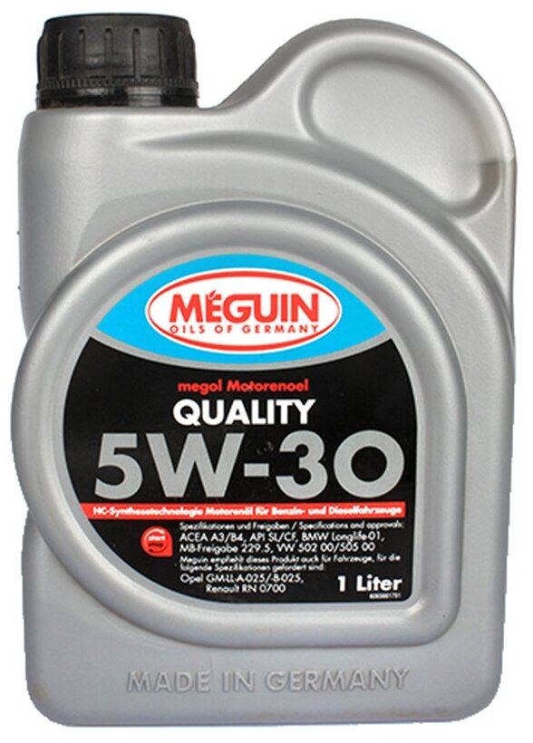 Meguin Нс-Синт. Мот.масло Megol Motorenoel Quality 5W-30 Cf/Sl A3/B4 (1Л)