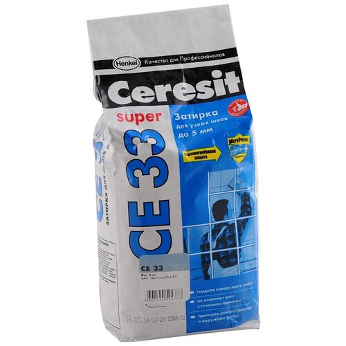 Затирка Ceresit CE 33 Super, 2 кг, серо-голубой 85