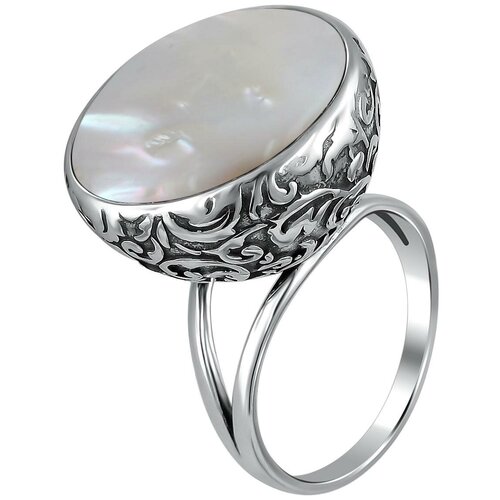 фото Эстет кольцо с перламутром из чернёного серебра к3к453517ач, размер 19