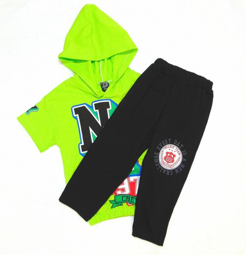 Комплект одежды , размер 6, черный, зеленый