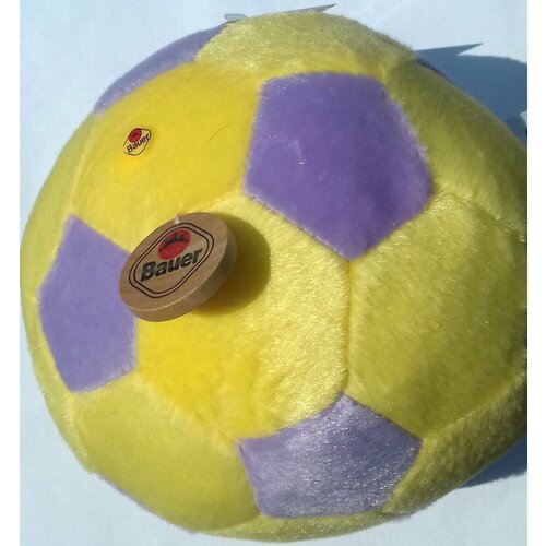 фото Игрушка мягкая, футбольный мяч, мягконабивная желто-сиреневая диаметр 15см германия bauer