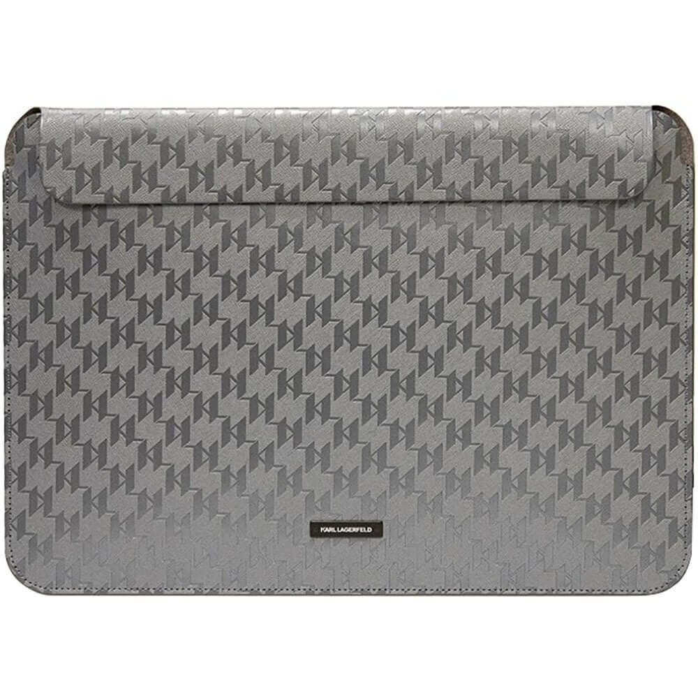 Чехол-папка Lagerfeld Saffiano Sleeve Monogram для Macbook 13"/14", серебристый